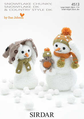 Snowmen in Sirdar Snuggly Snowflake Chunky and Country Style DK - 4513 - Downloadable PDF