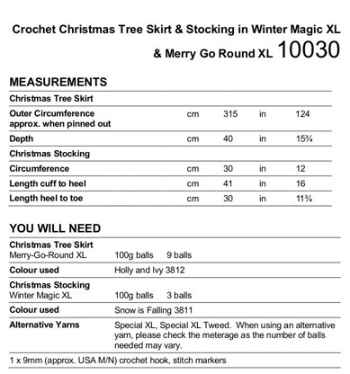 Crochet Christmas Tree Skirt & Stocking in Stylecraft Winter Magic XL & Merry Go Round XL - 10030 - Downloadable PDF