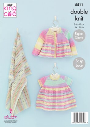 Dress, Matinee Coat and Blanket in King Cole Beaches DK - 5511 - Downloadable PDF