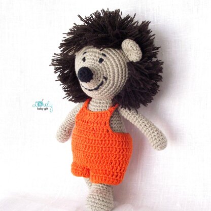 Amigurumi Hedgehog in Overalls Crochet Pattern