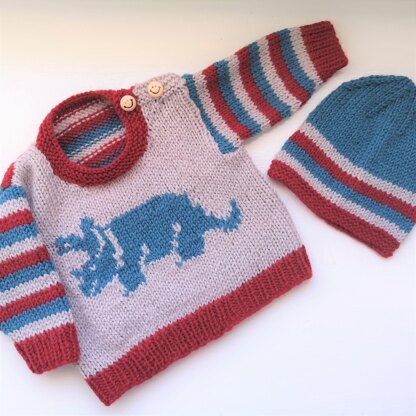Baby Triceratops Sweater and Hat