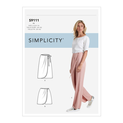 Simplicity Misses' Faux Wrap Pants, Skirt & Shorts S9111 - Sewing Pattern