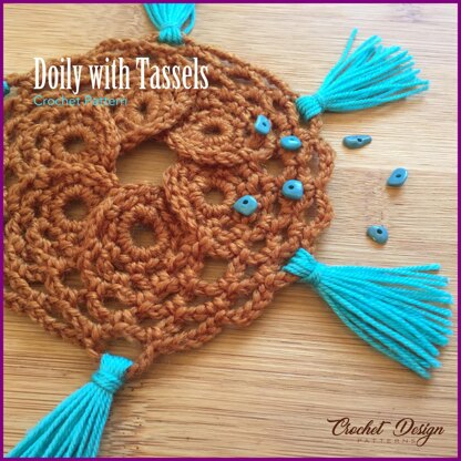 Crochet doily / coaster with tassels -pdf pattern-