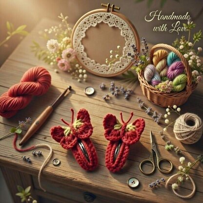 Crochet Butterfly Hair Clip Pdf + Video Tutorials