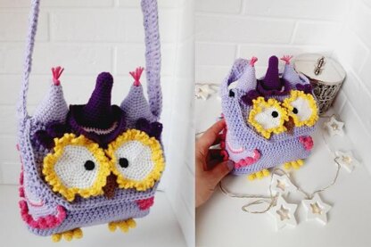 PDF crochet baby owl shoulder bag, owl purse pattern