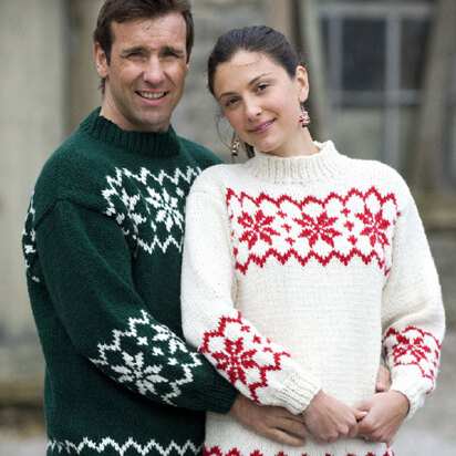 His and Her Snowflake Sweater in Wendy Mode Chunky - 5598