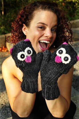 Smitten Mittens Fingerless Owl and Cat Animal Mittens