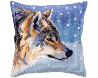 Collection D'Art Winter Wolf Cross Stitch Cushion Kit - 40cm x 40cm