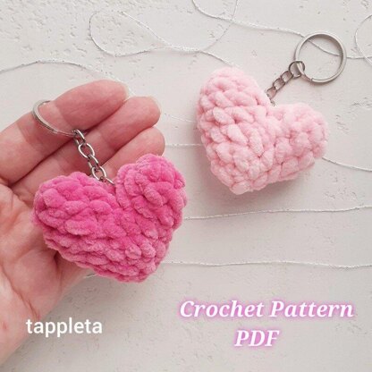 Heart plushie crochet pattern, Valentine heart keychain, Amigurumi heart small Valentines day decor Girly accessory Soft heart gift handmade