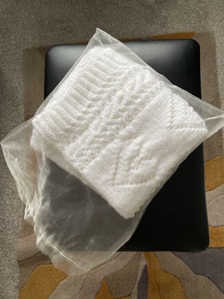 Cable and Lace Cot Blanket #2