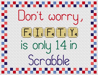Scrabble 50 Cross Stitch PDF Pattern