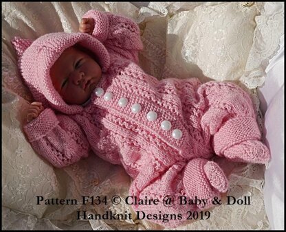 Cabled All in One and Socks Set for 16-22” doll/preemie – 3m+ baby