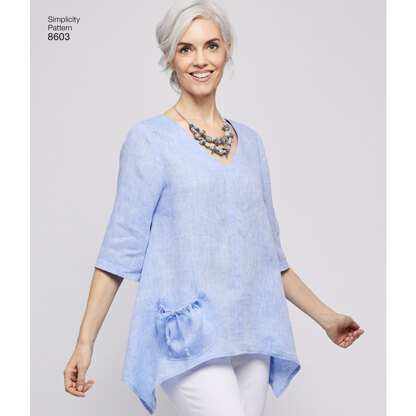 Simplicity 8603 Women's Pullover Tops by Elaine Heigl - Paper Pattern, Size A (XS-S-M-L-XL)