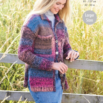 Ladies Cardigans Knitted in King Cole Autumn Chunky - 5813 - Downloadable PDF