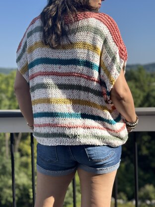 Arie Happy Shiny Stripe Summer Adjustable Wrap Top