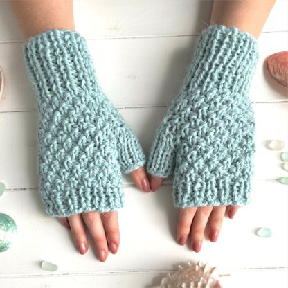 Glacier Blue Fingerless Gloves