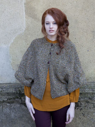 "Cardigan Cape" - Cape Knitting Pattern in Debbie Bliss Milano