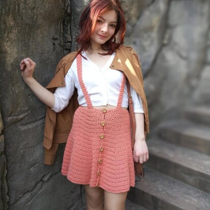 Cute peach skirt with suspenders