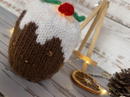 Flaming Christmas Pudding Chocolate Orange Cover Knitting Pattern