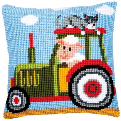 Vervaco Tractor Cross Stitch Cushion Kit - 40 x 40 cm