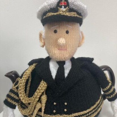 King Charles III Tea Cosy in Royal Navy Uniform