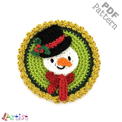 Snowman Button crochet applique