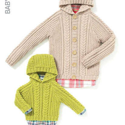 Hooded Jacket and Sweater in Hayfield Baby Aran - 4532 - Downloadable PDF - knitting pattern