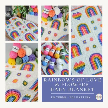 Rainbows of Love & Flowers Blanket - UK Terms