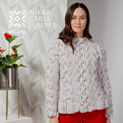 Nikka Cable Jumper - Sweater Knitting Pattern For Women in MillaMia Naturally Soft Super Chunky by MillaMia