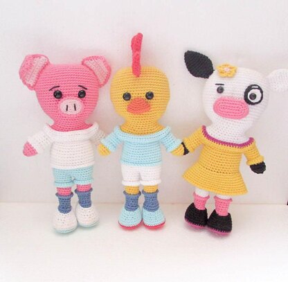 Amigurumi Animals Chicken Pig Cow