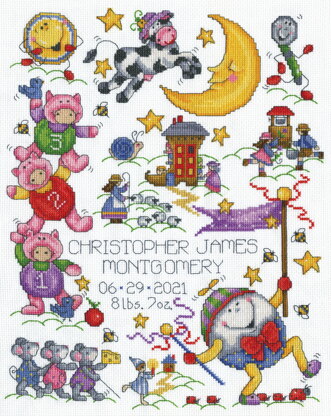 Design Works Nursery Rhymes Sampler Cross Stitch Kit - 28cm x 35cm