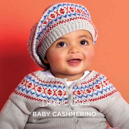 Livia Fairisle Cardigan & Hat - Knitting Pattern for Babies in Debbie Bliss Baby Cashmerino