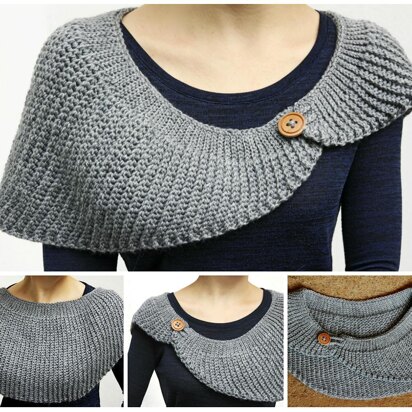 Knit-Look Half Moon Crochet Shawl. English and German Pattern