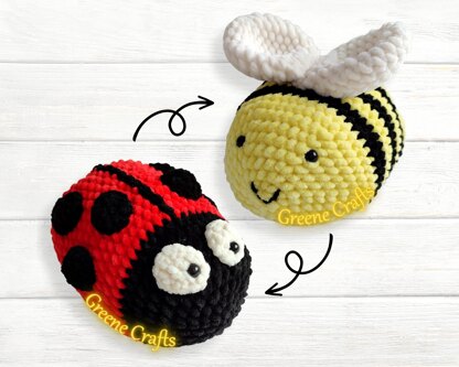 Crochet Bee / Ladybug - Reversible Plush Toy