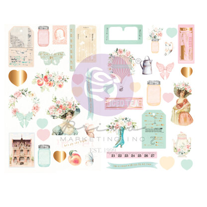 Prima Marketing Peach Tea Collection Chipboard Stickers