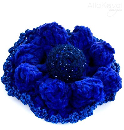 Royal Blue. Crocheted Flower Pins