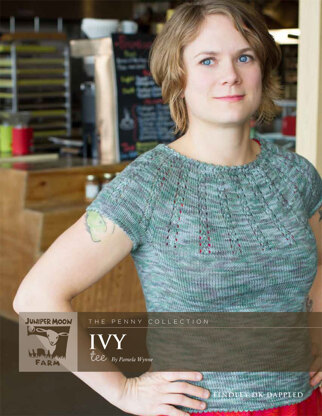 Ivy Laced Yoke Tee in Juniper Moon Findley DK Dappled