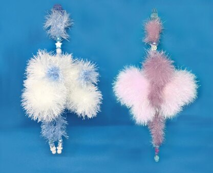 Fluffy Pram Charms 2, butterfly & booties