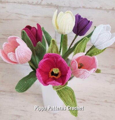 Crochet Pattern Tulip, Amigurumi Flower, PDF Tutorial Easter Decor 