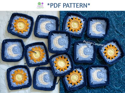 Sun and Moon Granny Squares Crochet pattern by Alyssia Creates