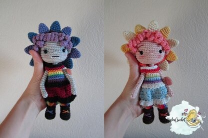 Doll crochet pattern tutorial "Mini rainbow fairy"