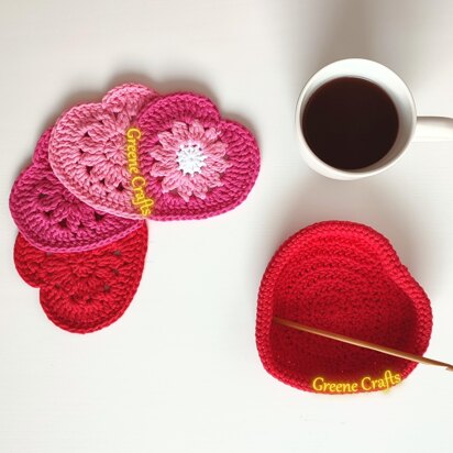 Floral Heart Coasters and Heart Basket for Valentine's Day