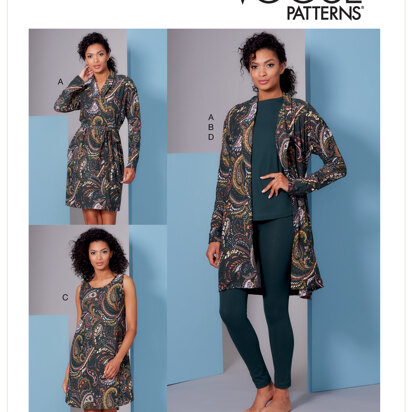 Vogue Misses' and Misses' Petite Wrap Robe, Belt, Top, Dress and Pants V1852 - Paper Pattern, Size A (XS-S-M-L-XL)