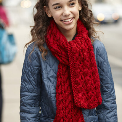 Two Sided Cable Scarf in Lion Brand Vanna's Choice - L30129