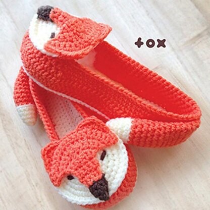 CROCHET PATTERN Fox Women House Slipper Crochet Pattern Fox Lady Home Slipper Female Foxy Shoes Fox Applique - Women's sizes 5 6 7 8 9 10