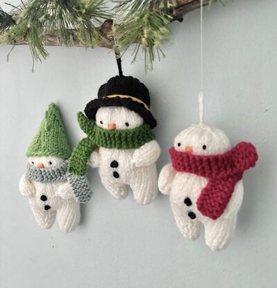 Knit Snowman Christmas Ornaments Pattern
