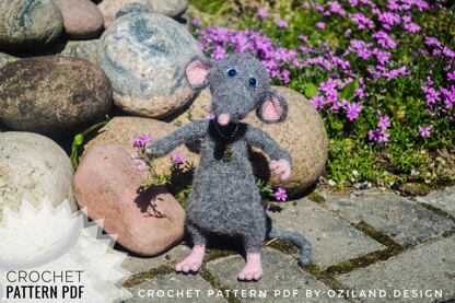 Crochet Pattern Macaroni the rat aninal Amigurumi toy