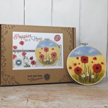 The Crafty Kit Company Poppies in a Hoop Needle Felting Kit - 15cm