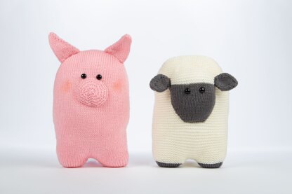 Sheep and Pig Cushions in Deramores Studio DK Acrylic - Downloadable PDF