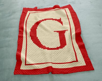 Christmas C2C Crochet Pattern Initial Letter G Blanket Baby Shower Stroller Name Throw